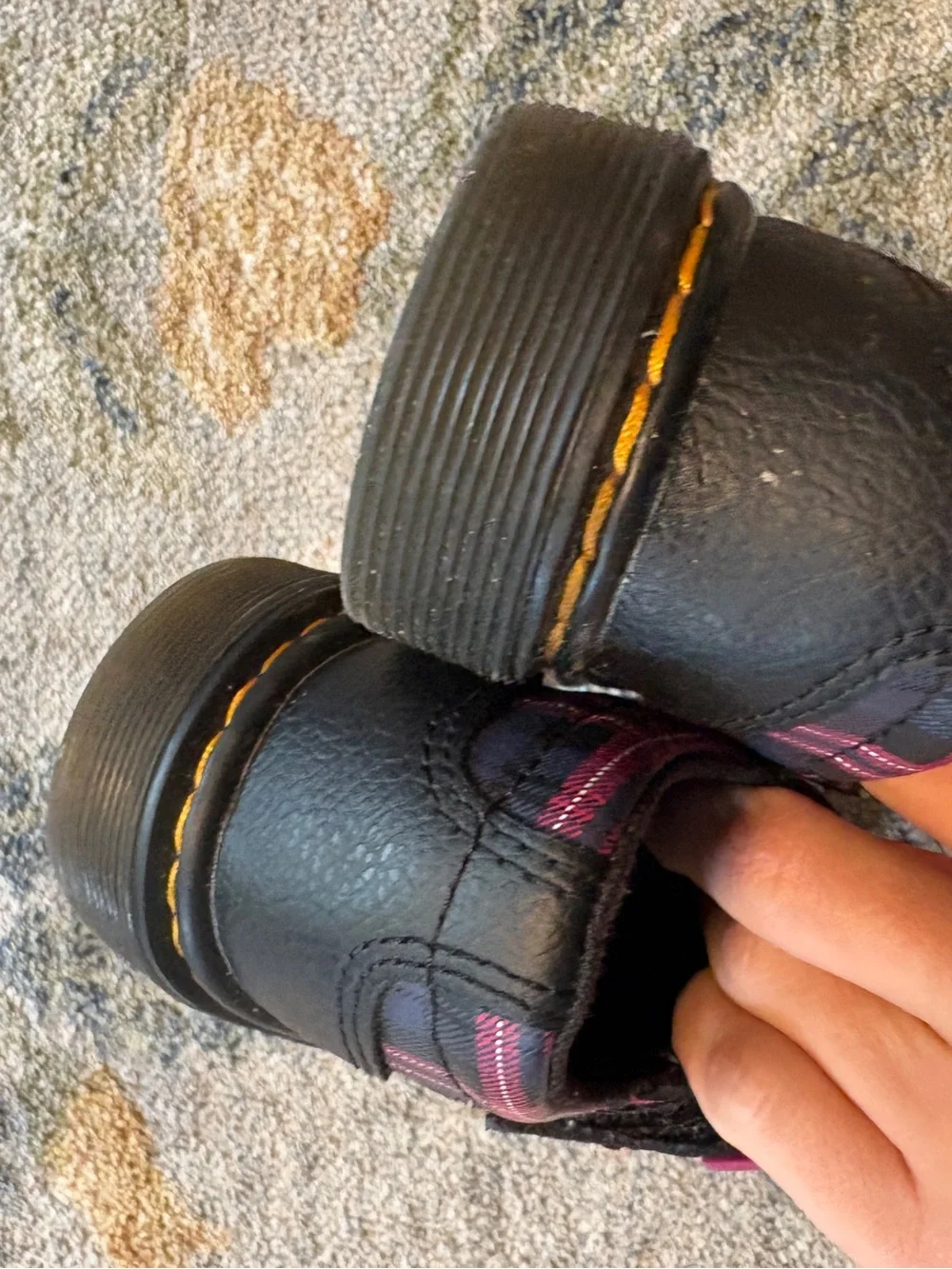 Dr Martens Polley II Mary Jane Black Toddler Pink Plaid Size 8